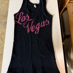 Black Tank Top with Pink 'Los Vegas' Design